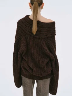 Frauen Source Unknown Zubehör<Becca Ubergroser High-Roll-Strickpullover, Schokolade