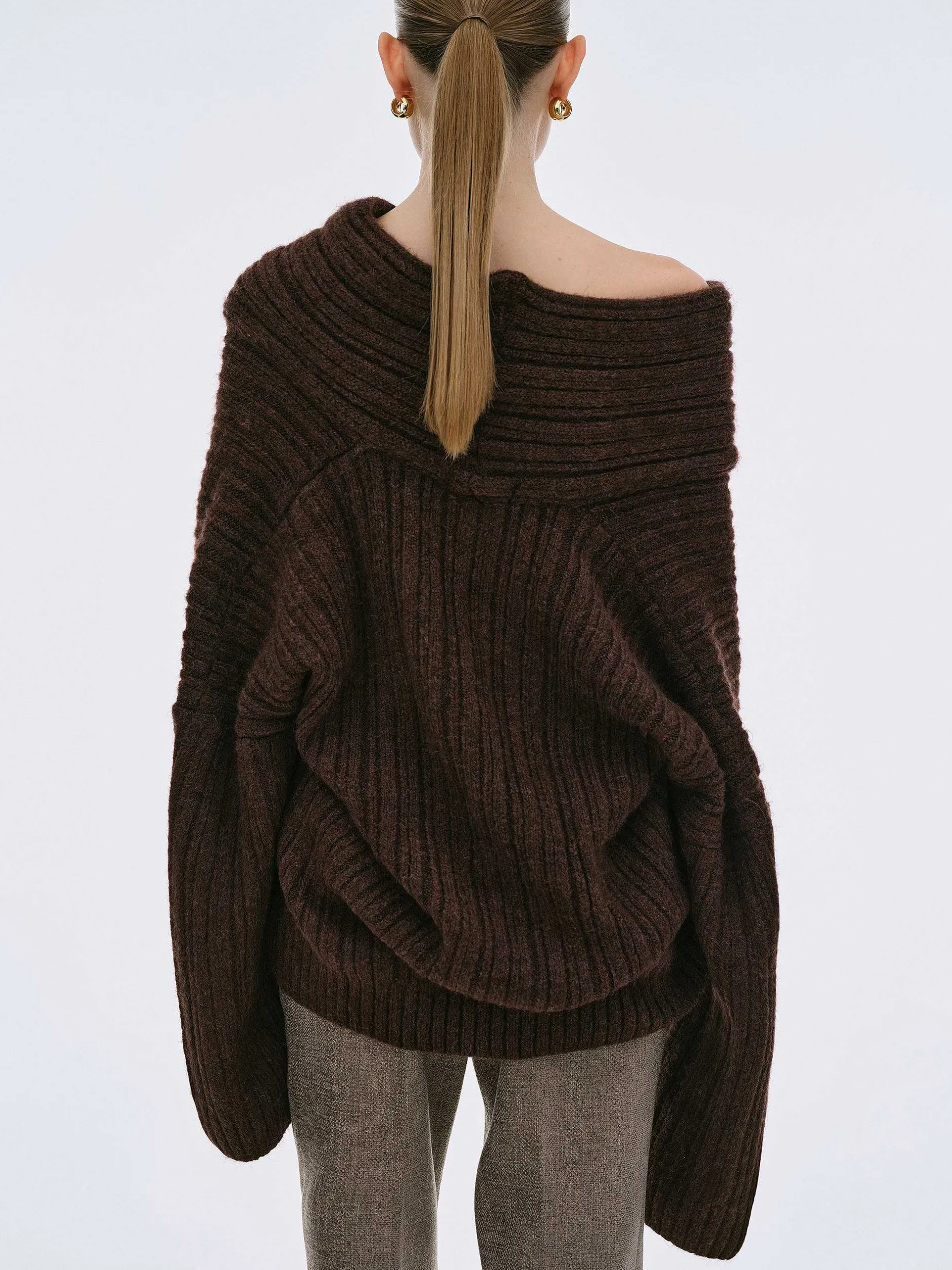 Frauen Source Unknown Zubehör<Becca Ubergroser High-Roll-Strickpullover, Schokolade