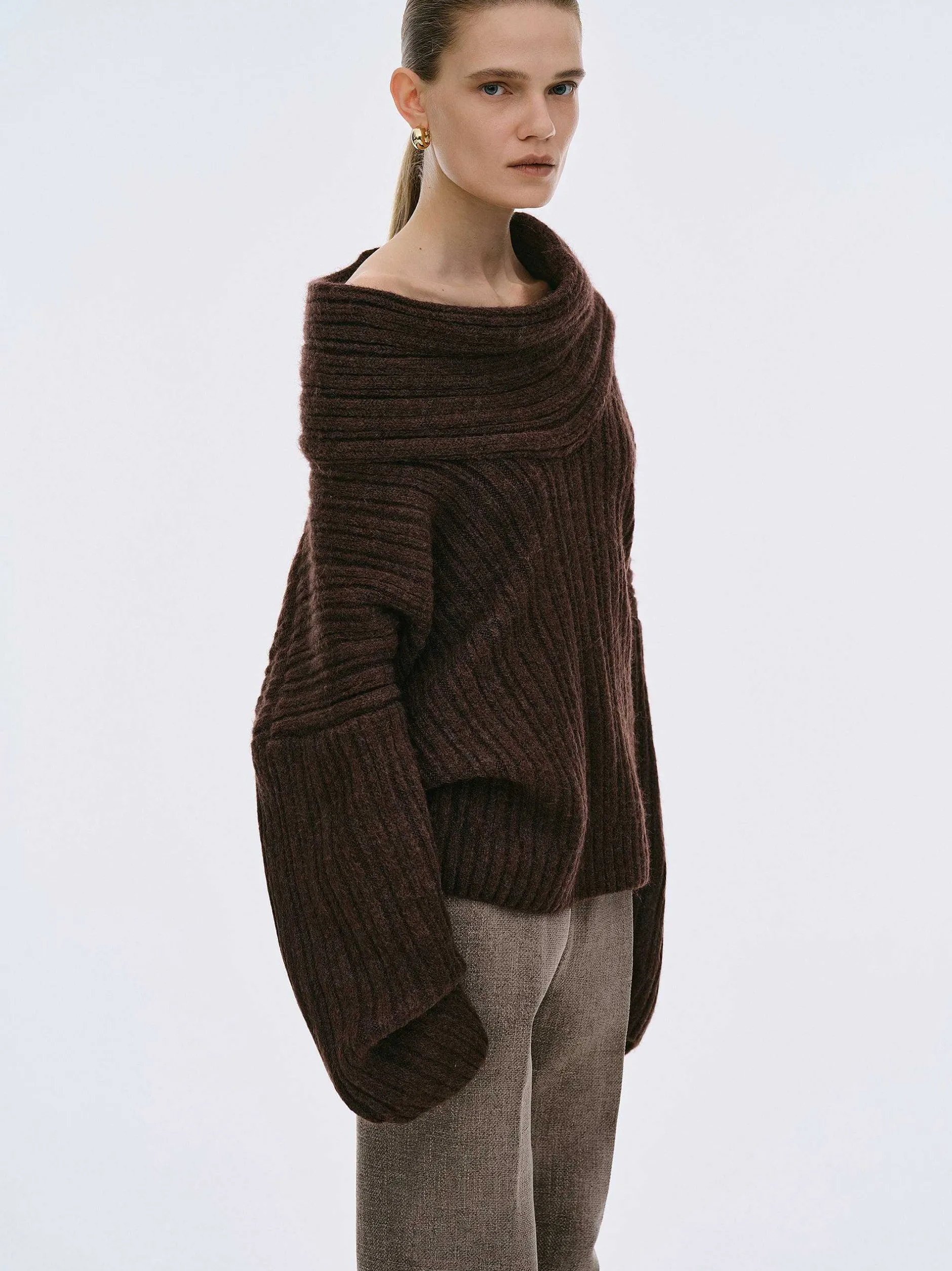 Frauen Source Unknown Zubehör<Becca Ubergroser High-Roll-Strickpullover, Schokolade