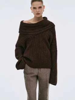 Frauen Source Unknown Zubehör<Becca Ubergroser High-Roll-Strickpullover, Schokolade