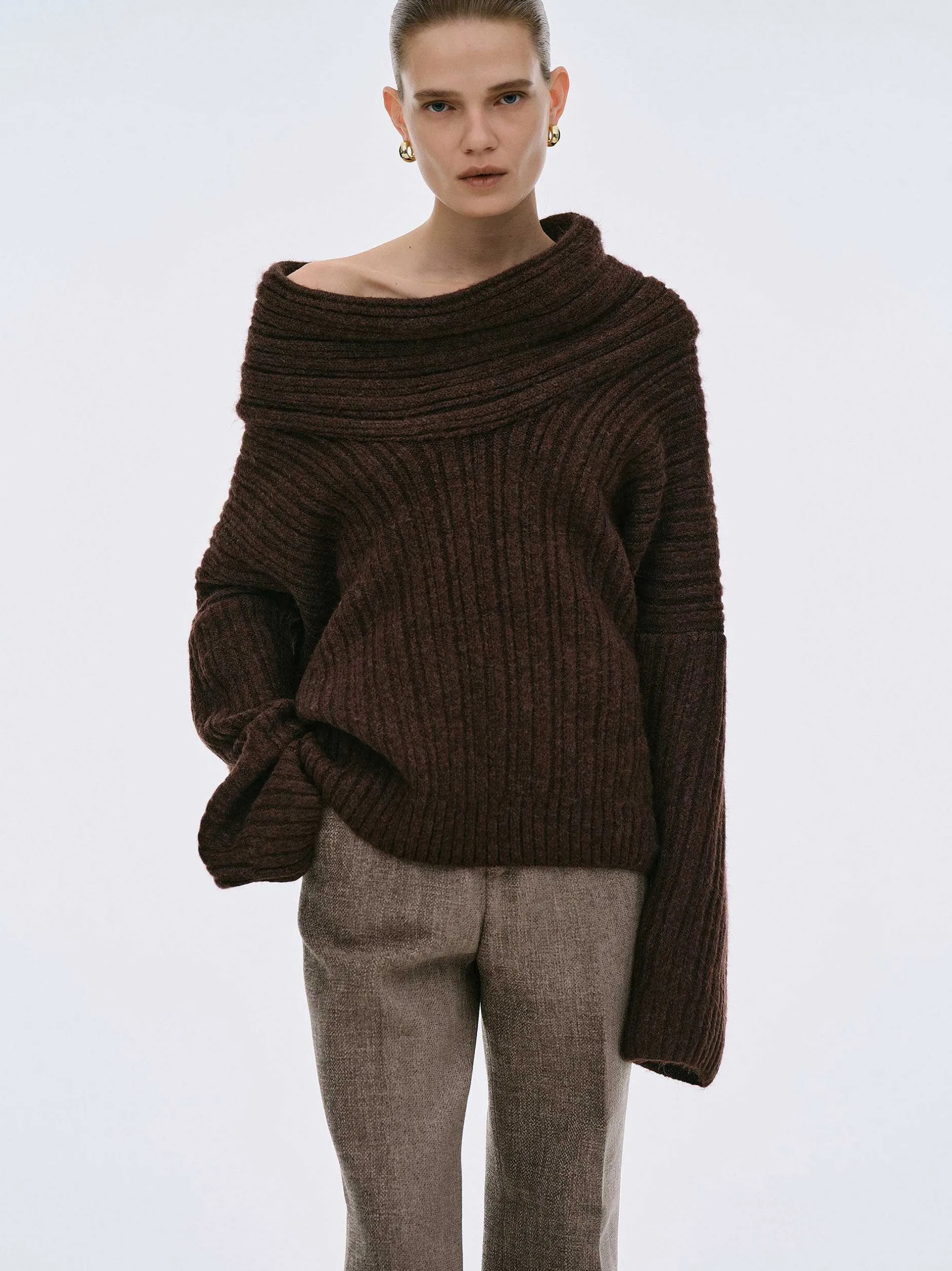 Frauen Source Unknown Zubehör<Becca Ubergroser High-Roll-Strickpullover, Schokolade