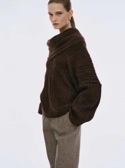 Frauen Source Unknown Zubehör<Becca Ubergroser High-Roll-Strickpullover, Schokolade