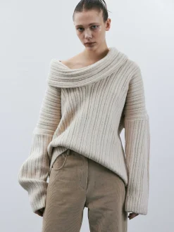 Frauen Source Unknown Zubehör<Becca Ubergroser High-Roll-Strickpullover, Birke