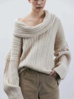 Frauen Source Unknown Zubehör<Becca Ubergroser High-Roll-Strickpullover, Birke