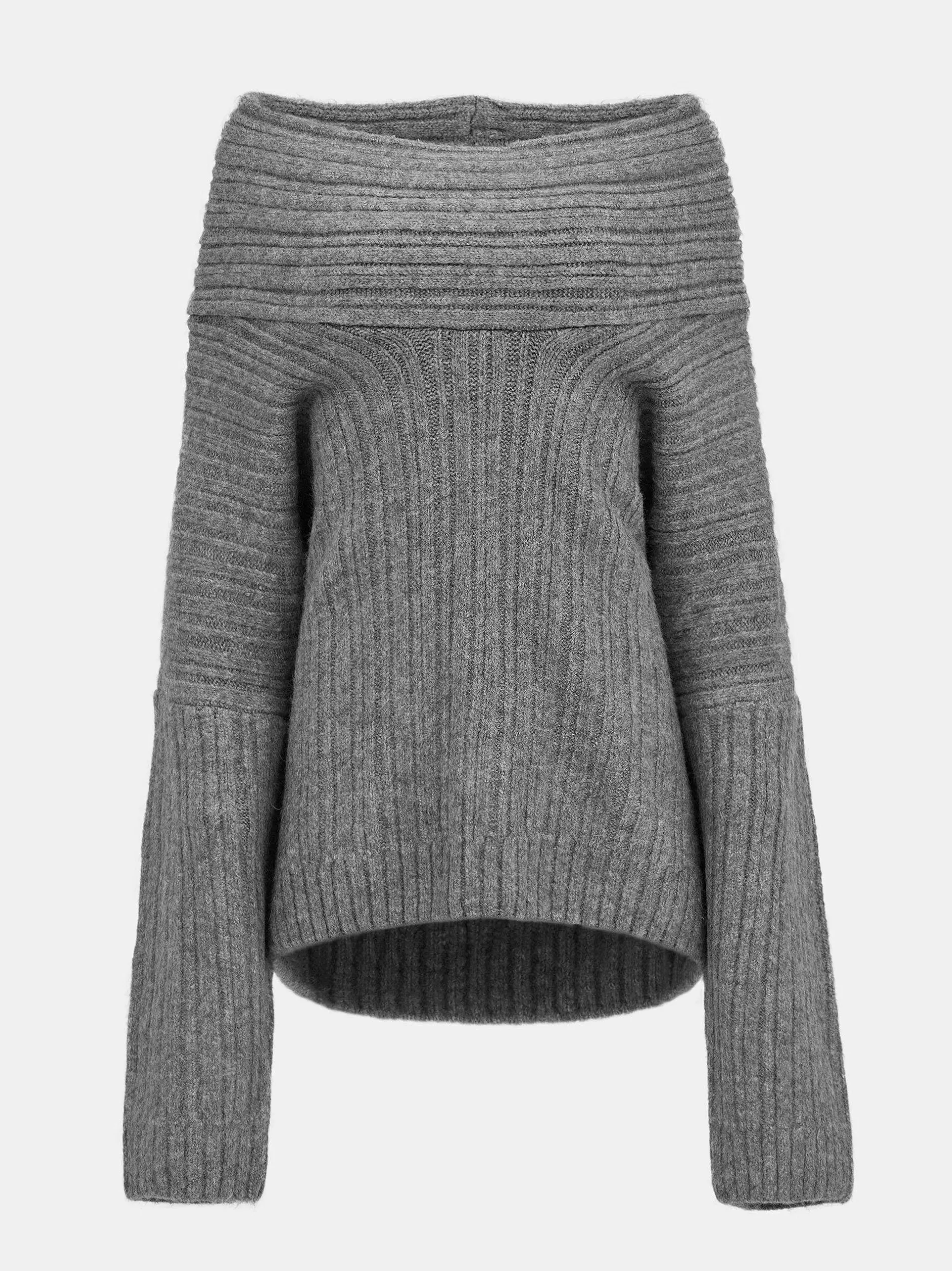 Frauen Source Unknown Zubehör<Becca Ubergroser High-Roll-Strickpullover, Sturmgrau