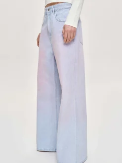 Frauen Source Unknown Denim<Bemalte Jeans Mit Weitem Bein, Rosa Verwaschen