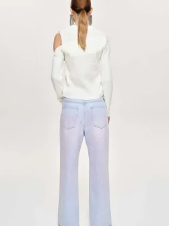 Frauen Source Unknown Denim<Bemalte Jeans Mit Weitem Bein, Rosa Verwaschen