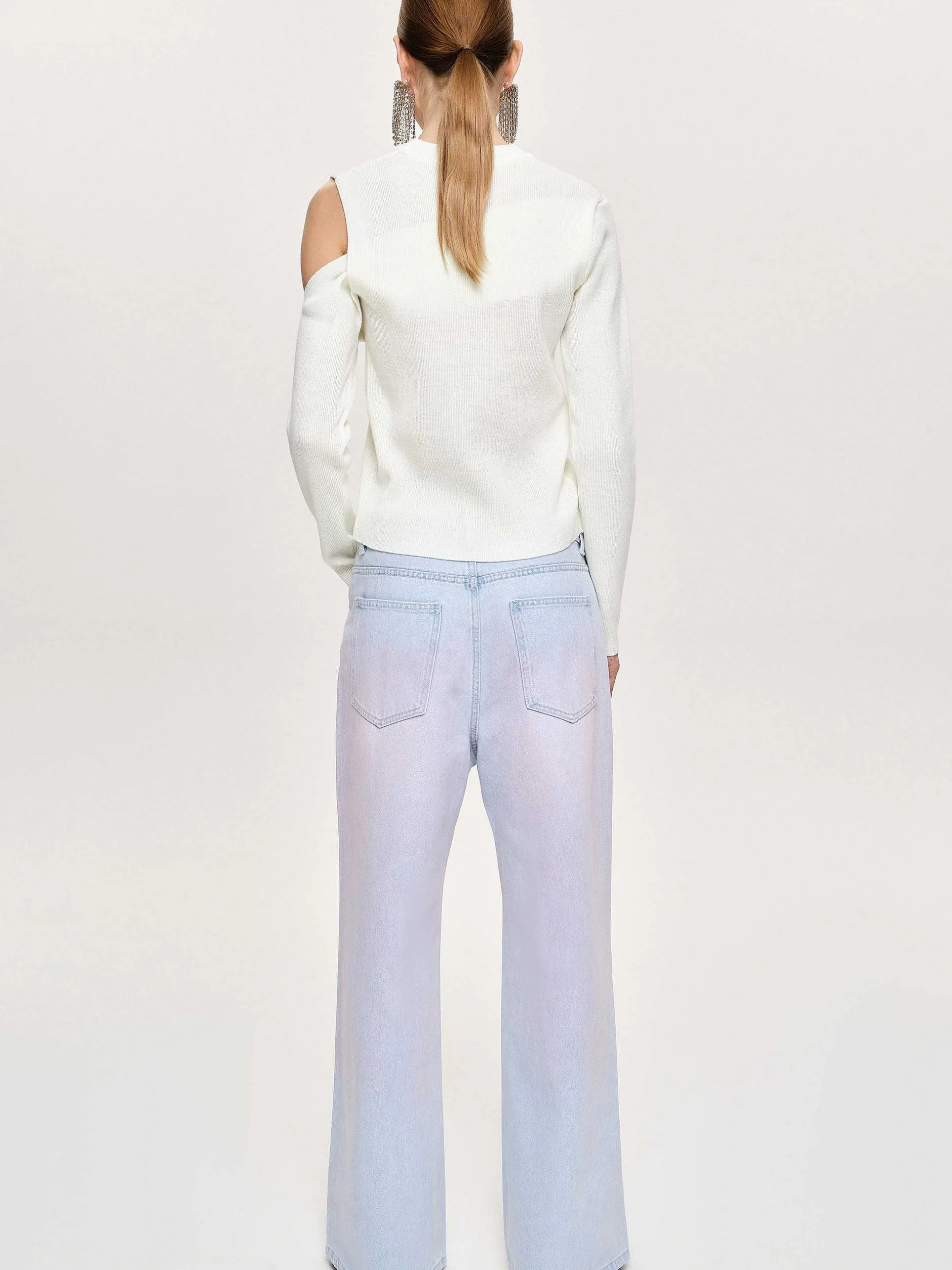 Frauen Source Unknown Denim<Bemalte Jeans Mit Weitem Bein, Rosa Verwaschen