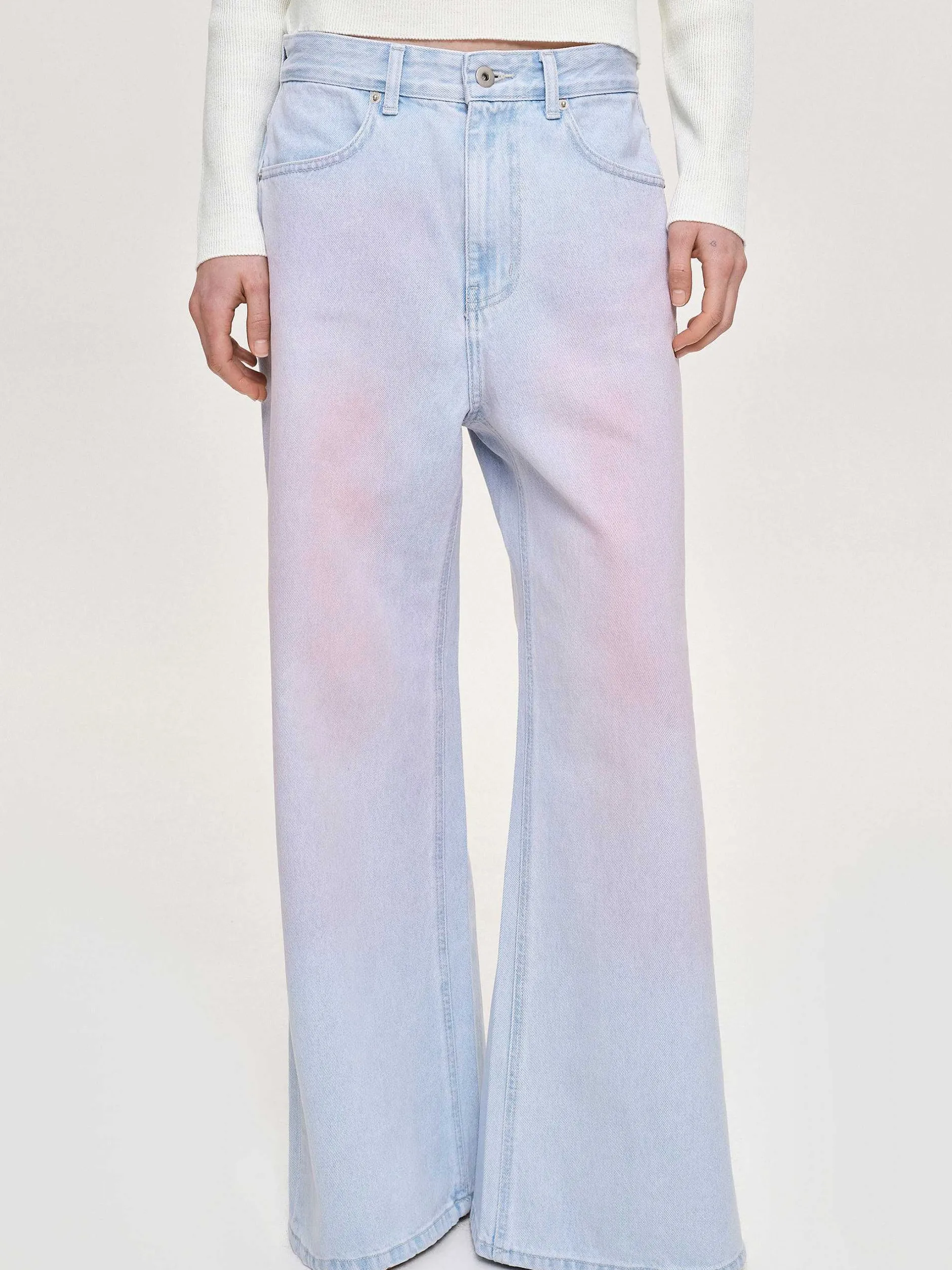 Frauen Source Unknown Denim<Bemalte Jeans Mit Weitem Bein, Rosa Verwaschen