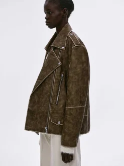 Frauen Source Unknown Zubehör<Bianca Bikerjacke Aus Kunstleder, Verwaschenes Braun