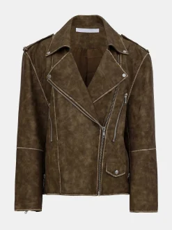 Frauen Source Unknown Zubehör<Bianca Bikerjacke Aus Kunstleder, Verwaschenes Braun