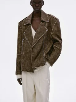 Frauen Source Unknown Zubehör<Bianca Bikerjacke Aus Kunstleder, Verwaschenes Braun