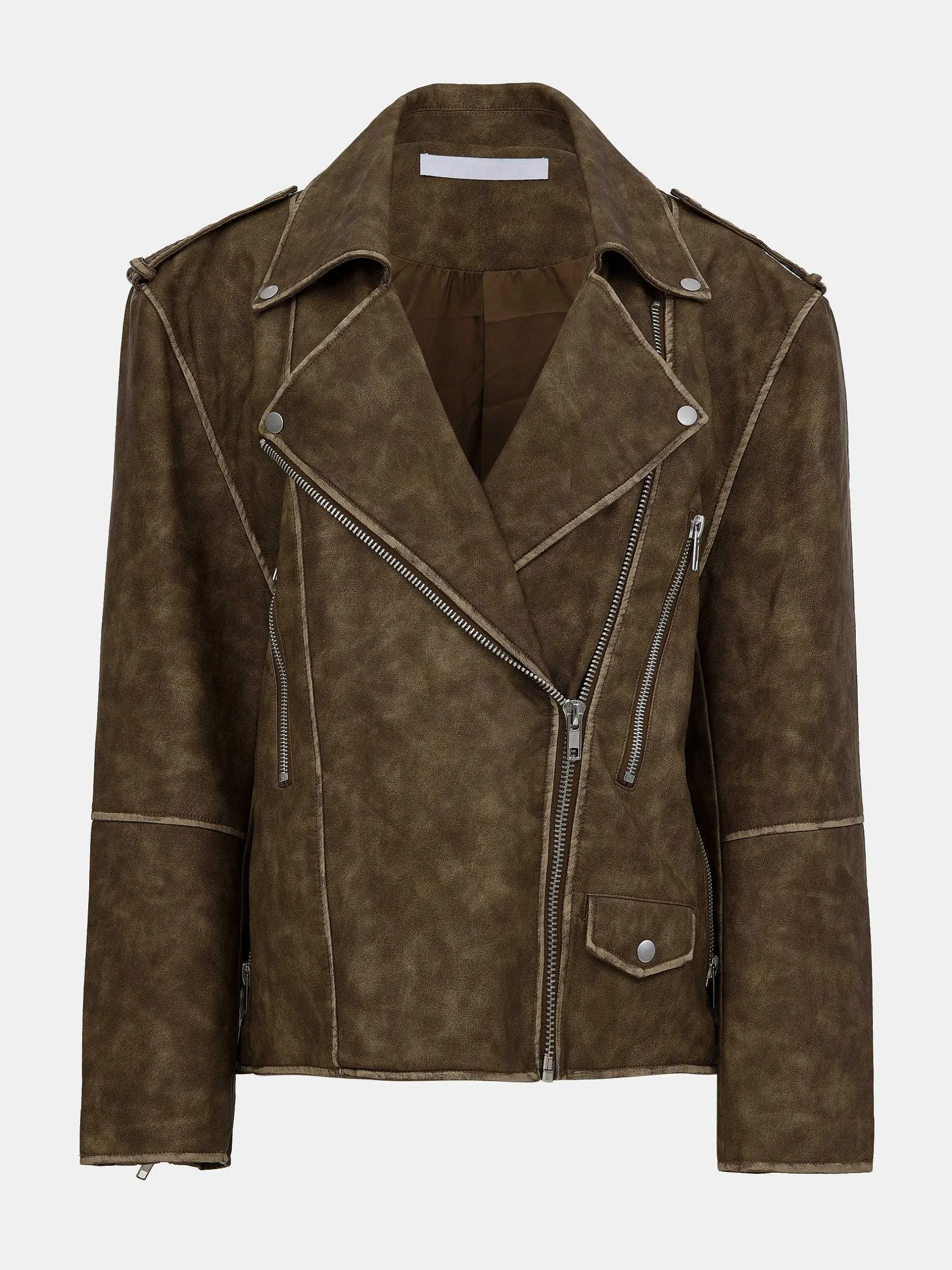 Frauen Source Unknown Zubehör<Bianca Bikerjacke Aus Kunstleder, Verwaschenes Braun