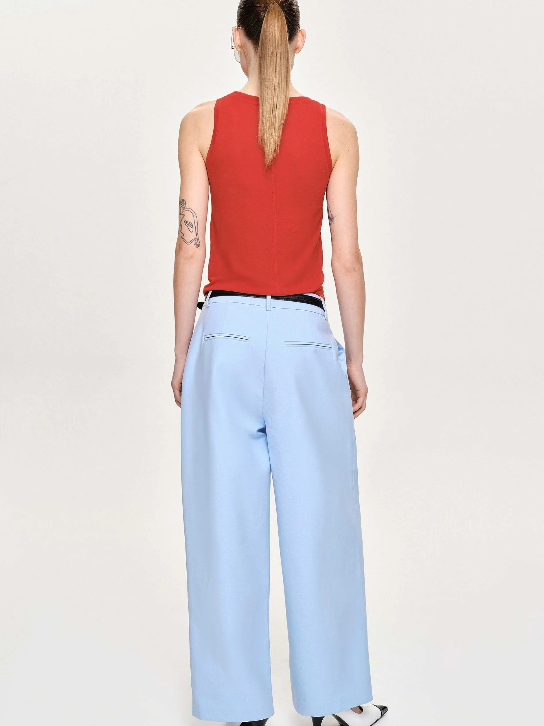 Frauen Source Unknown Kleidung<Biesenhose Mit Weitem Bein, Eisblau