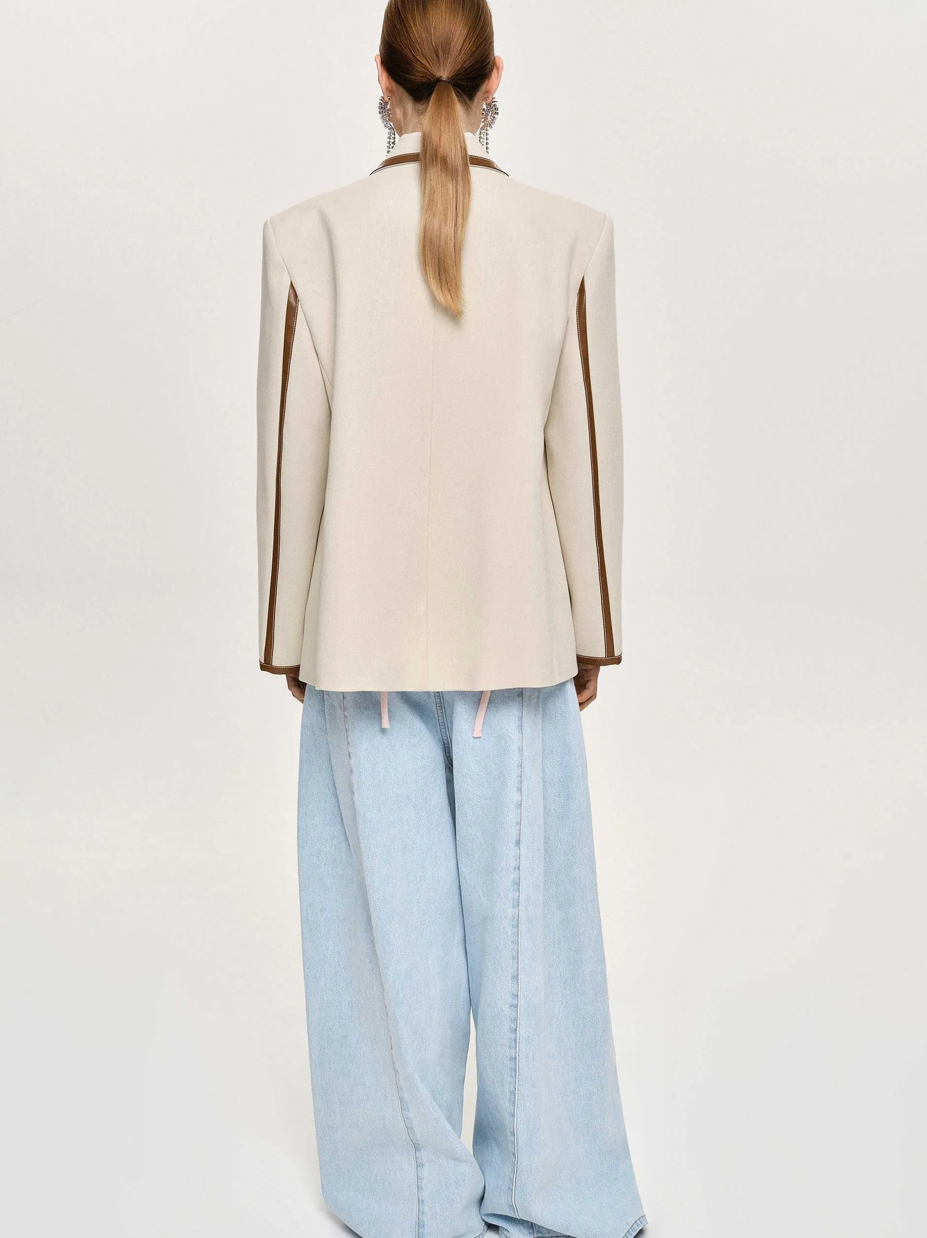 Frauen Source Unknown Oberbekleidung<Blazer Mit Lederbesatz, Canvas