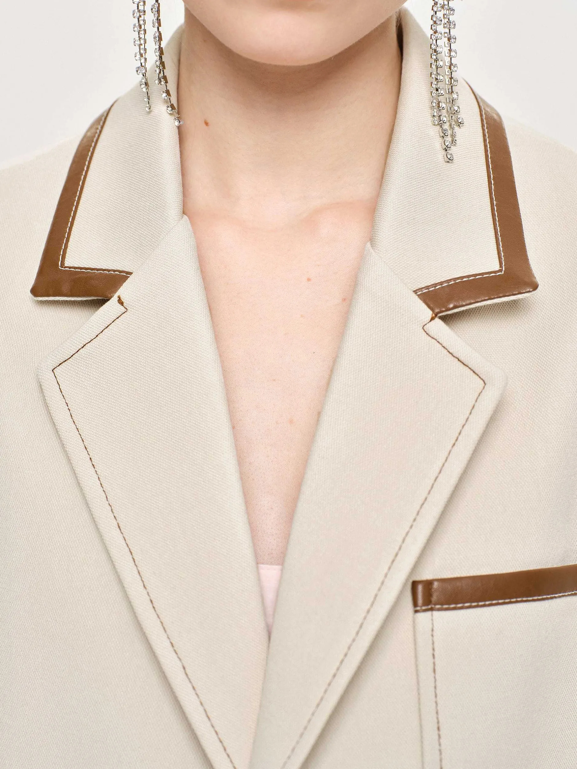 Frauen Source Unknown Oberbekleidung<Blazer Mit Lederbesatz, Canvas