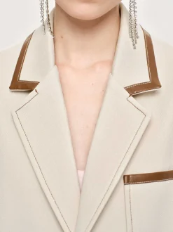 Frauen Source Unknown Kleidung<Blazer Mit Lederbesatz, Canvas