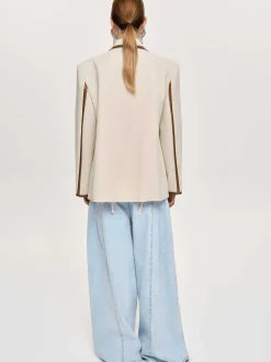 Frauen Source Unknown Koordinaten<Blazer Mit Lederbesatz, Canvas