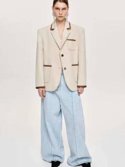 Frauen Source Unknown Koordinaten<Blazer Mit Lederbesatz, Canvas