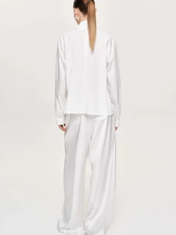 Frauen Source Unknown Oberteile<Bluse Mit Verdrehtem Schal Aus Netzstoff, Weis