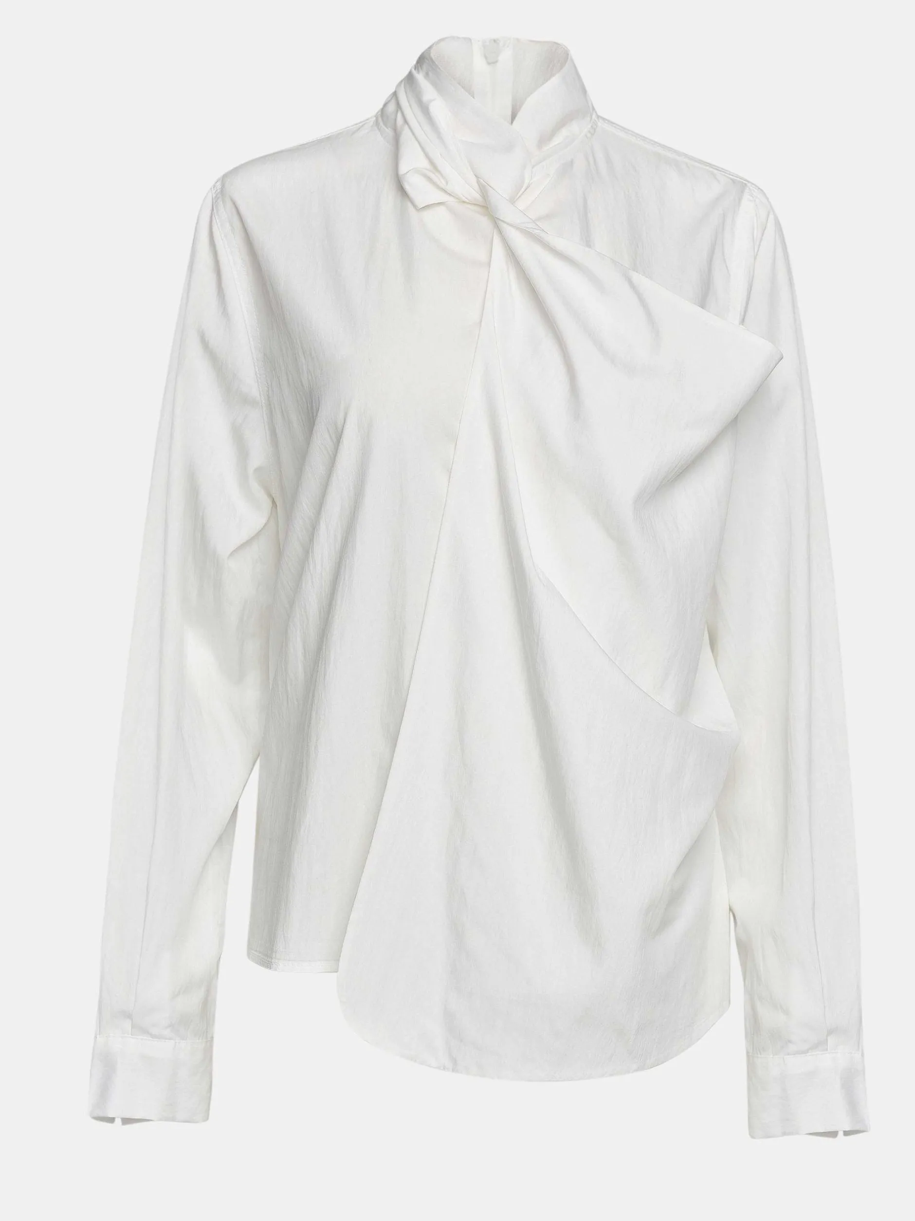Frauen Source Unknown Oberteile<Bluse Mit Verdrehtem Schal Aus Netzstoff, Weis