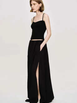 Frauen Source Unknown Kleidung<Bodenlanger Leinenrock Dhanila, Schwarz