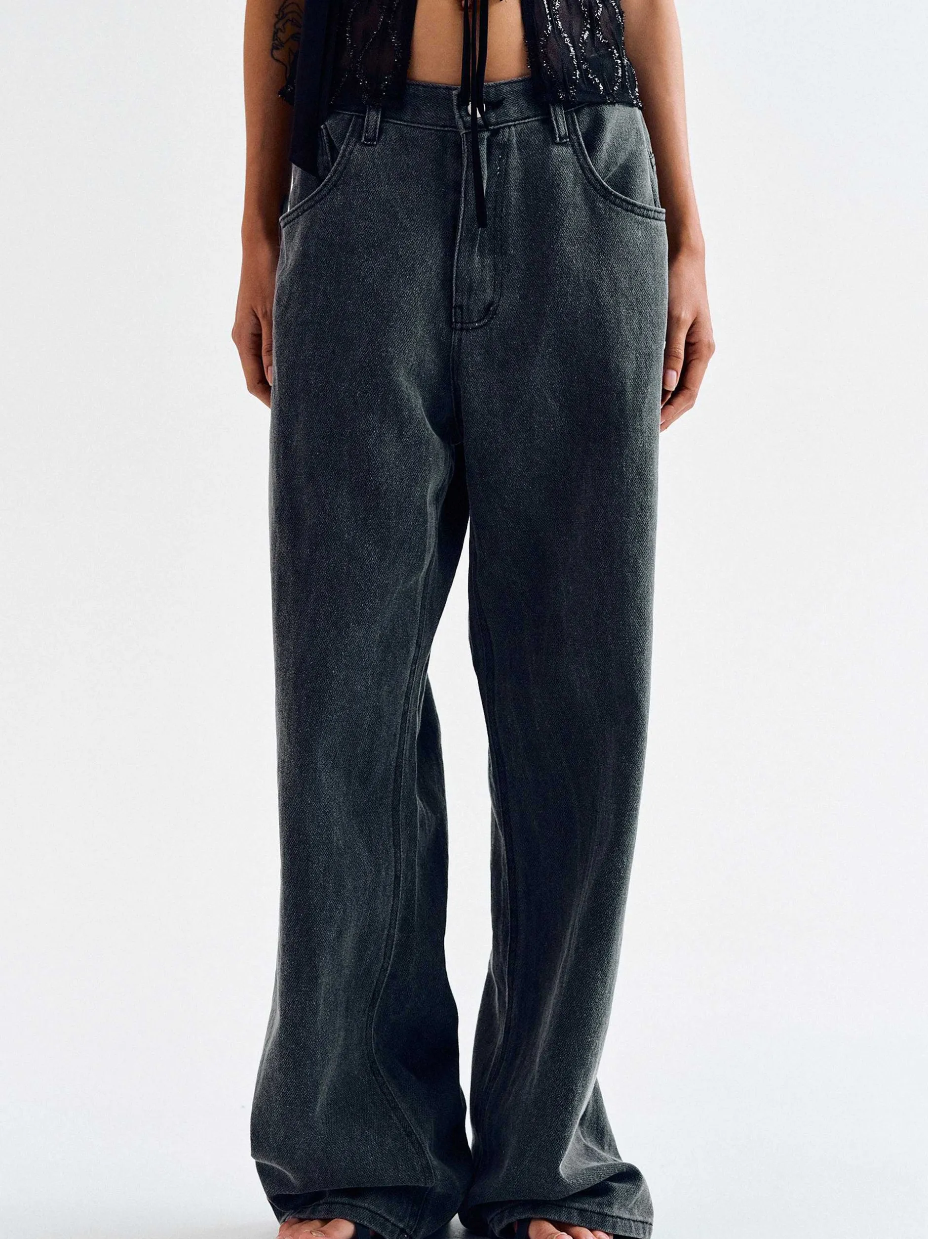 Frauen Source Unknown Denim<Boyfriend-Pigmentjeans, Haifischhaut
