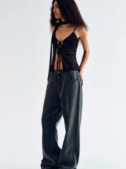 Frauen Source Unknown Denim<Boyfriend-Pigmentjeans, Haifischhaut