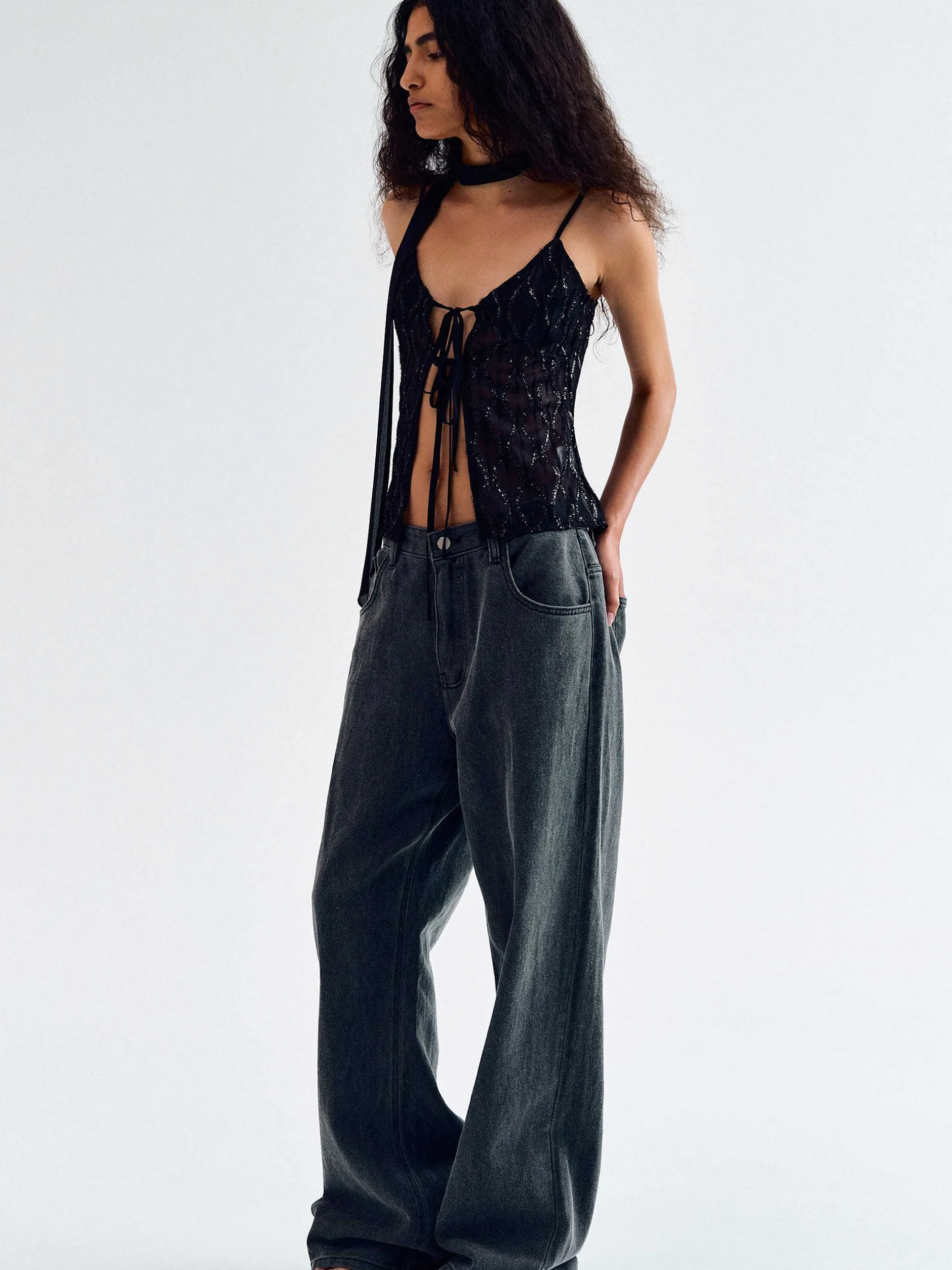 Frauen Source Unknown Denim<Boyfriend-Pigmentjeans, Haifischhaut
