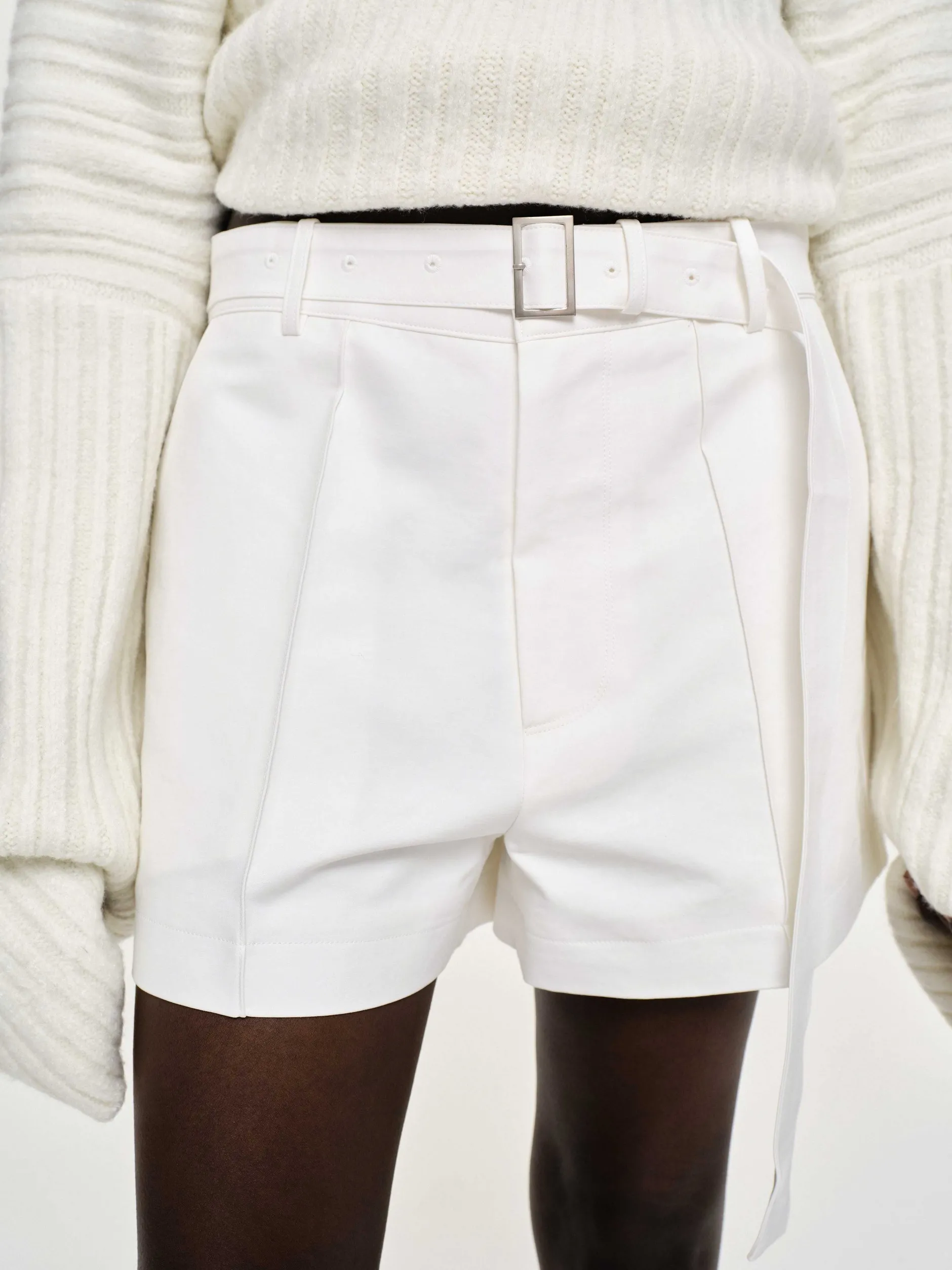 Frauen Source Unknown Unterteile<Breite Shorts Mit Gurtel, Weis