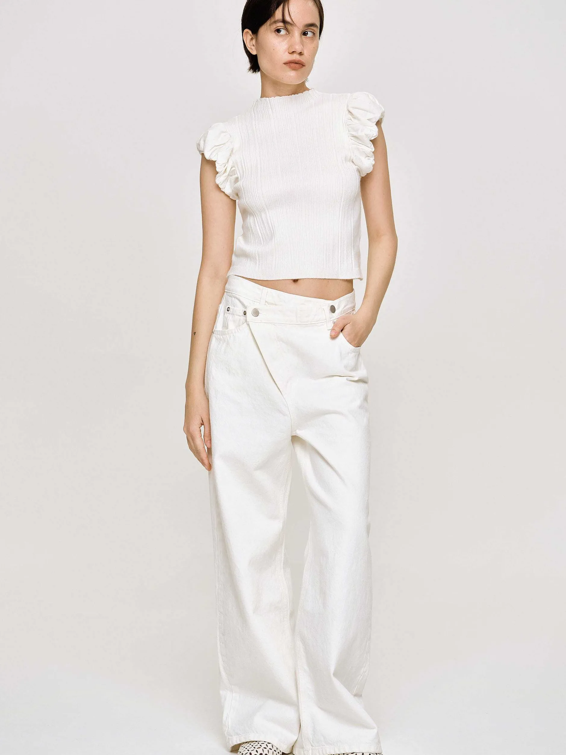 Frauen Source Unknown Strickwaren<Bubble Rib Strick, Weis
