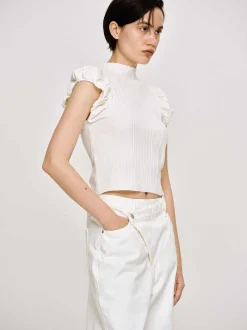Frauen Source Unknown Strickwaren<Bubble Rib Strick, Weis