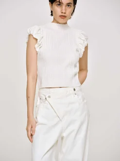 Frauen Source Unknown Strickwaren<Bubble Rib Strick, Weis