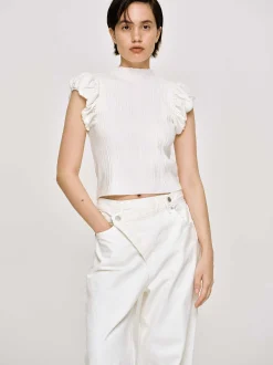 Frauen Source Unknown Kleidung<Bubble Rib Strick, Weis