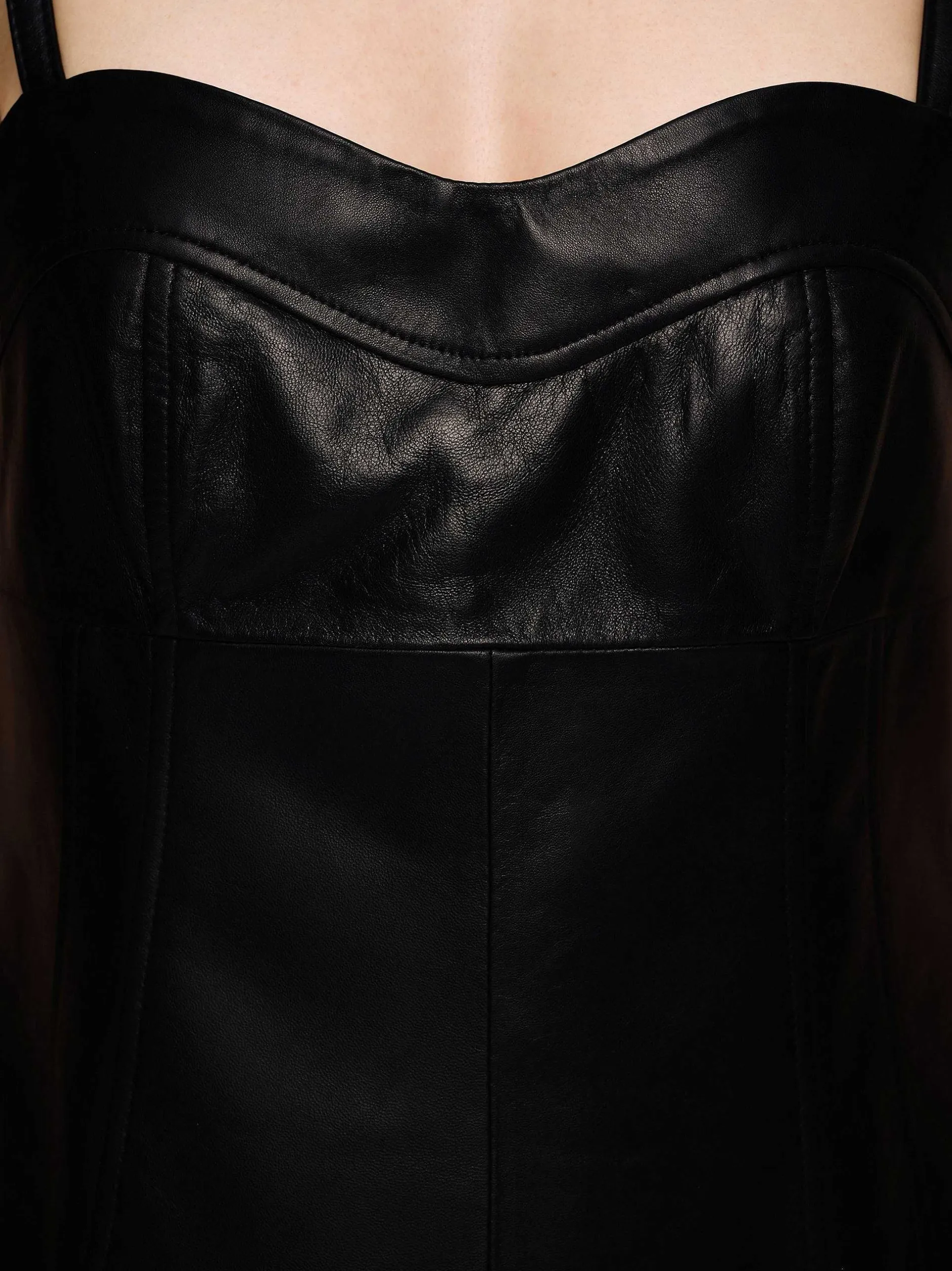 Frauen Source Unknown Oberteile<Bustier-Lederoberteil Aus Lammfell, Schwarz