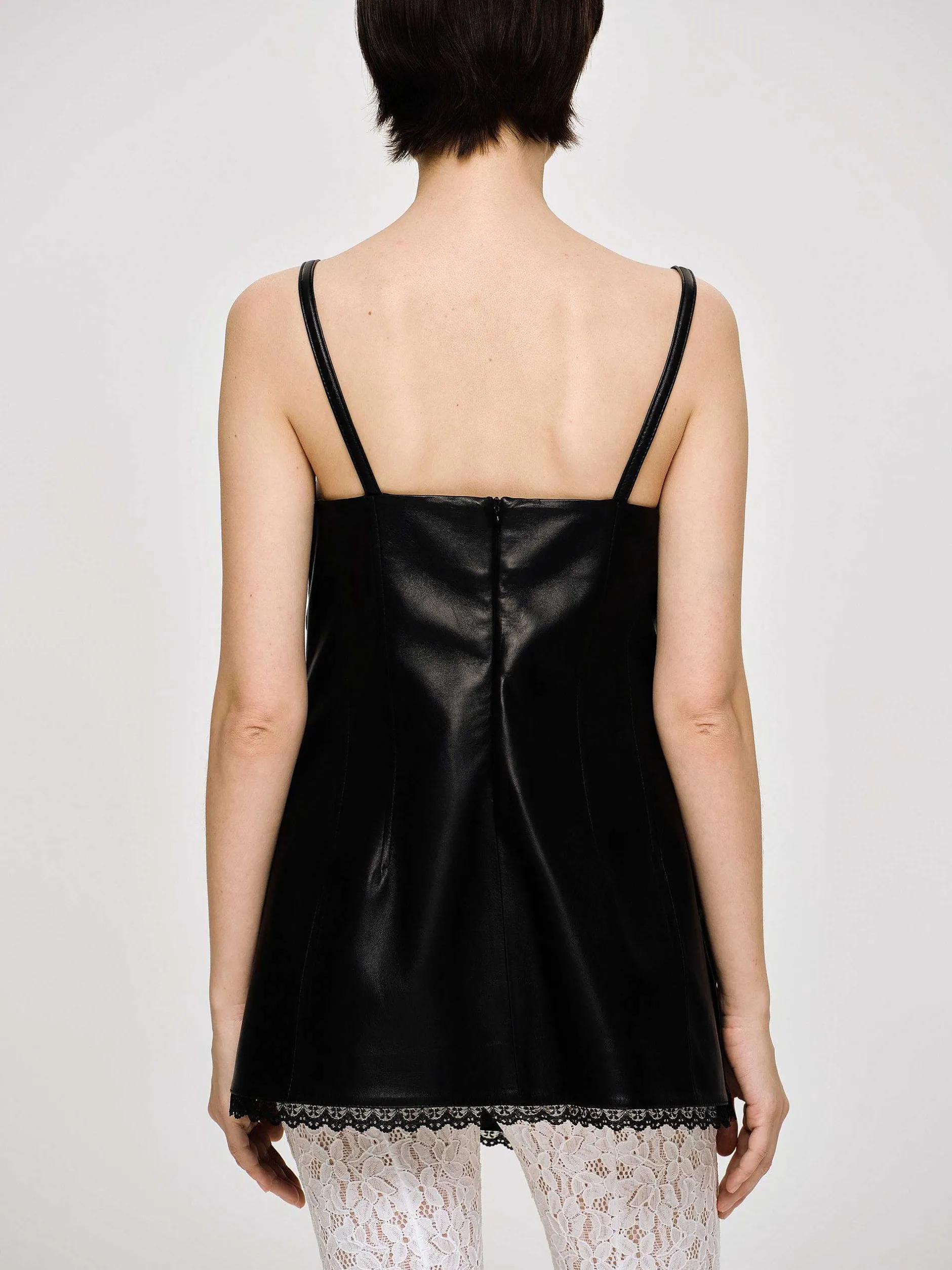Frauen Source Unknown Oberteile<Bustier-Lederoberteil Aus Lammfell, Schwarz