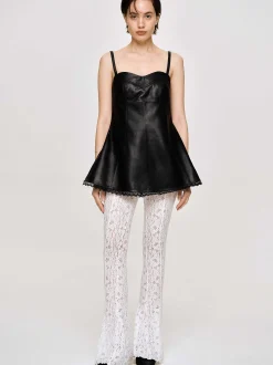Frauen Source Unknown Oberteile<Bustier-Lederoberteil Aus Lammfell, Schwarz