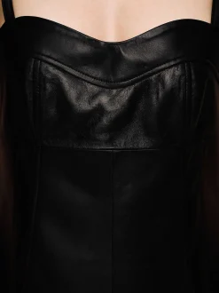 Frauen Source Unknown Kleidung<Bustier-Lederoberteil Aus Lammfell, Schwarz