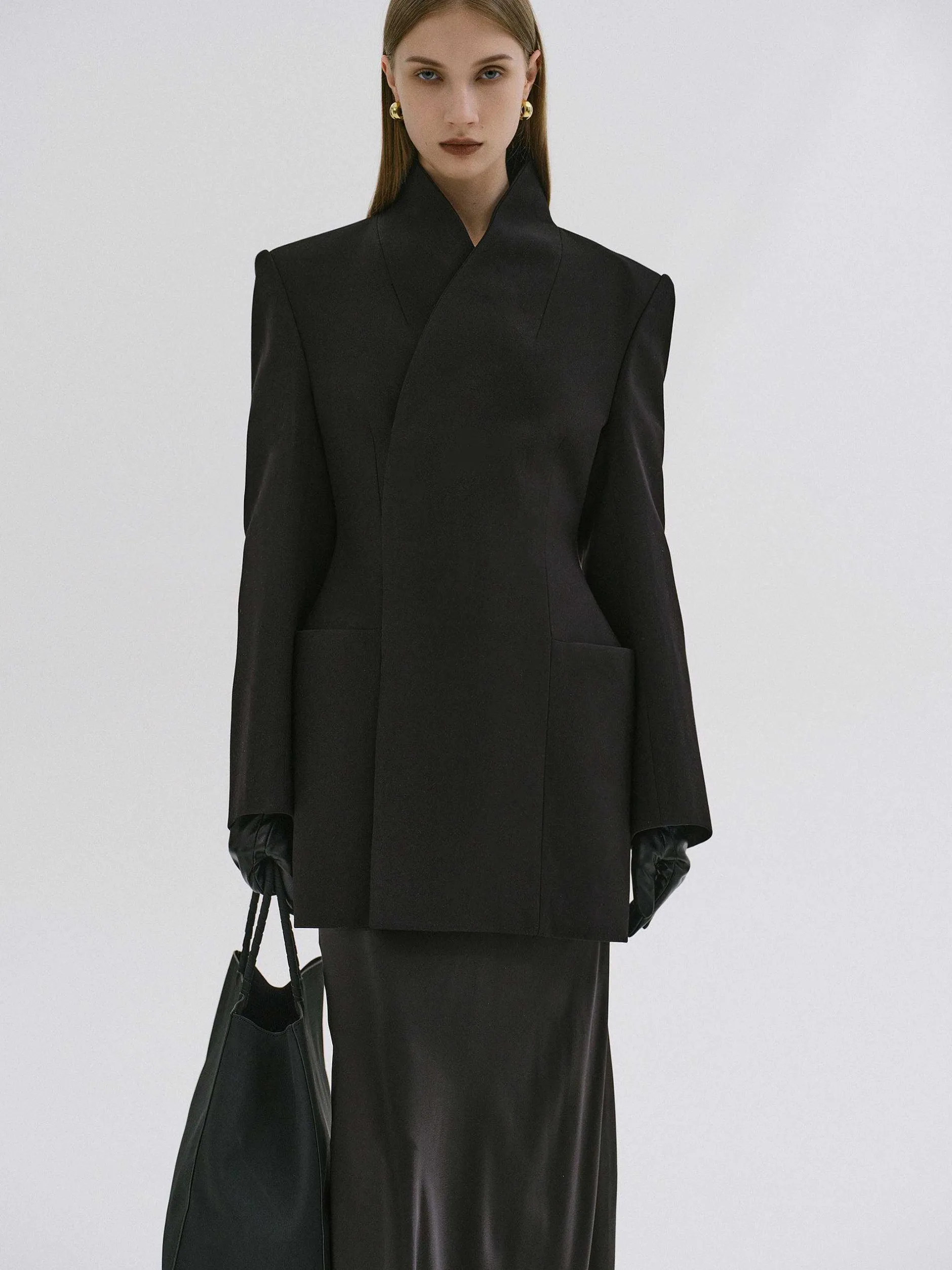 Frauen Source Unknown Kleidung<Corrin Wickelblazer, Schwarz
