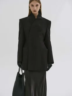 Frauen Source Unknown Oberbekleidung<Corrin Wickelblazer, Schwarz