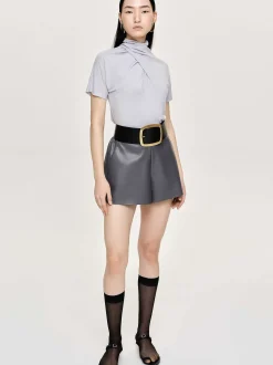 Frauen Source Unknown Oberteile<Daye Cross Neck T-Shirt, Nebelgrau