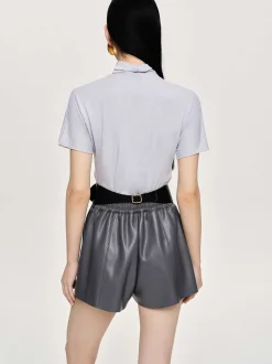 Frauen Source Unknown Oberteile<Daye Cross Neck T-Shirt, Nebelgrau