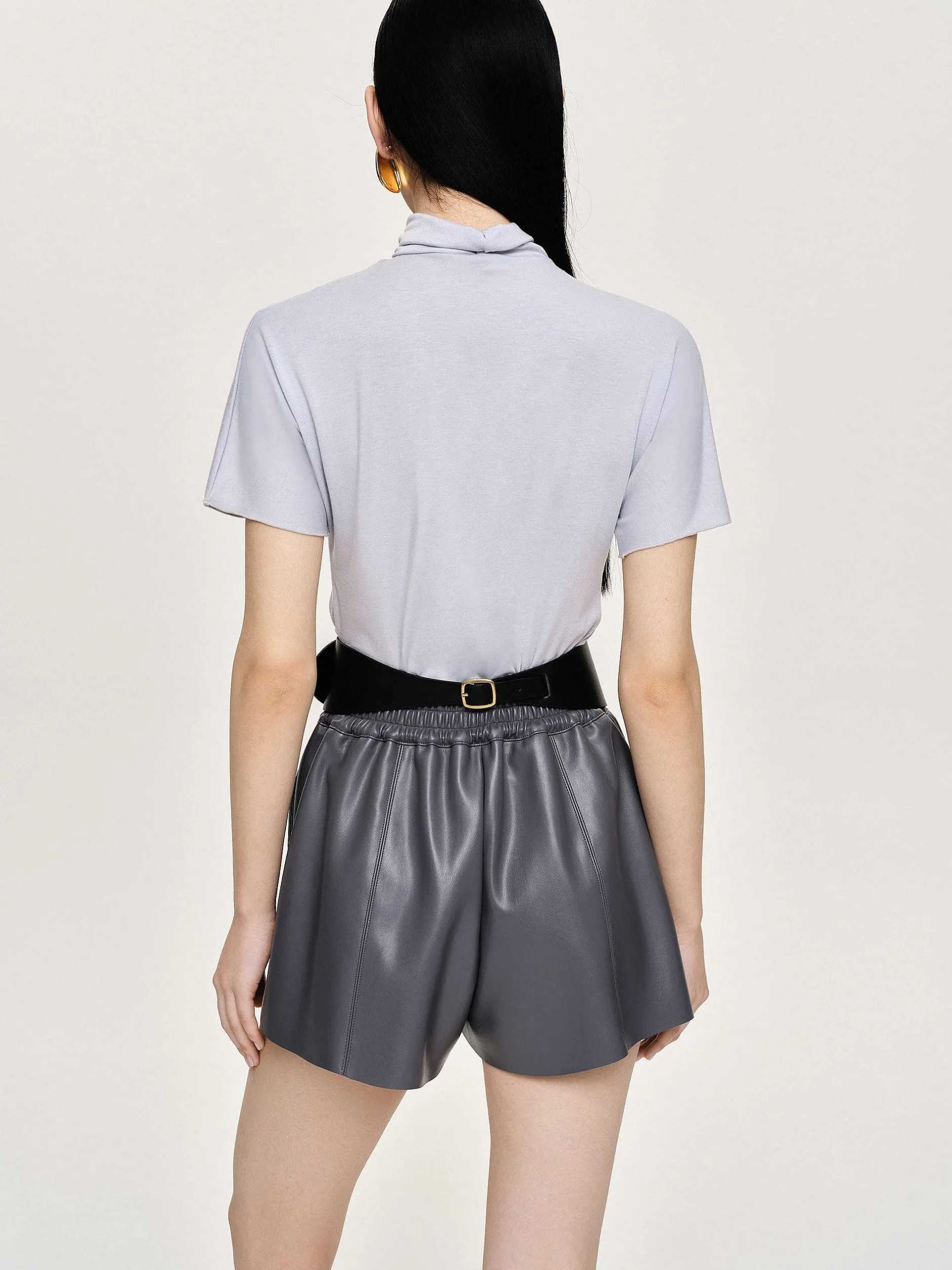 Frauen Source Unknown Oberteile<Daye Cross Neck T-Shirt, Nebelgrau