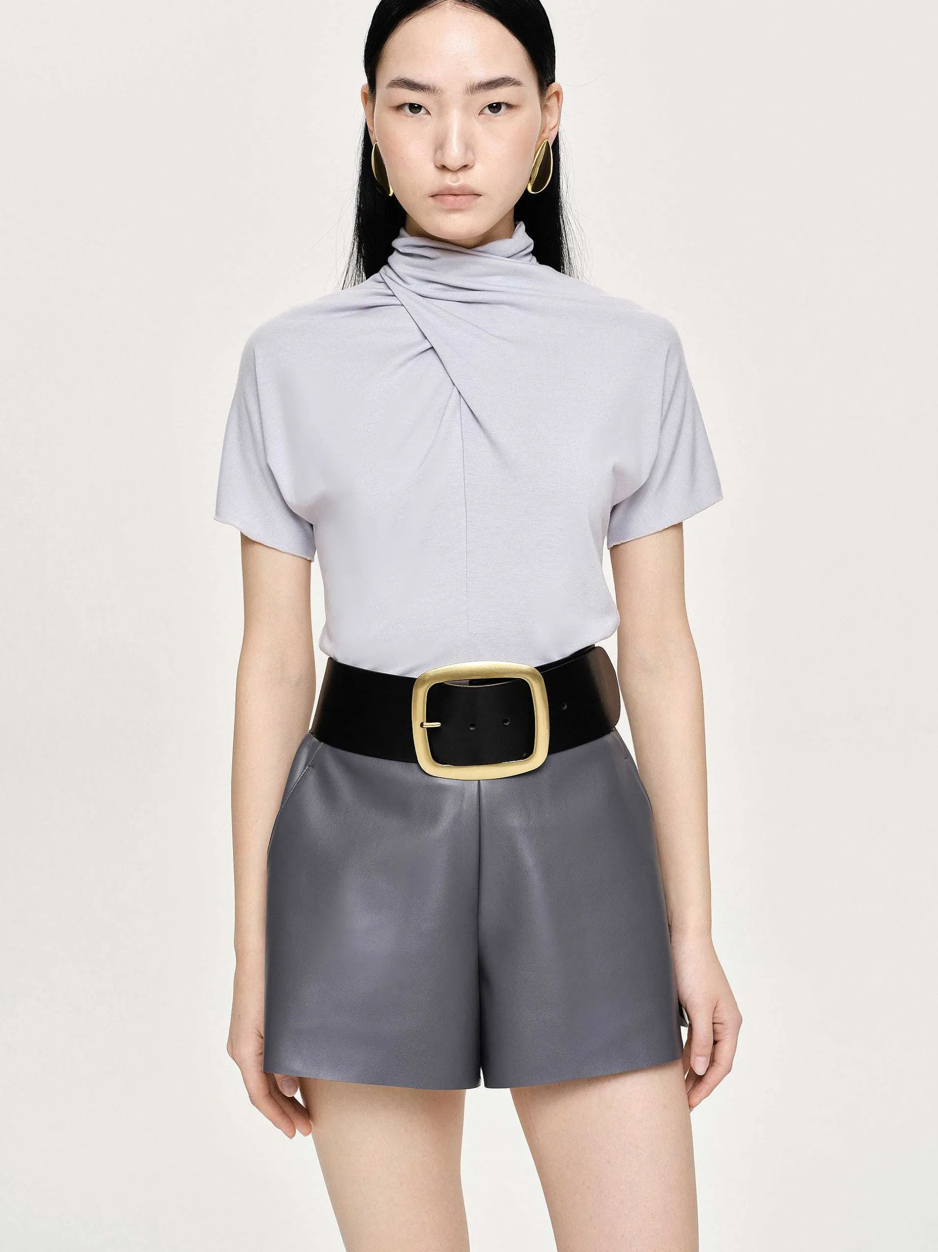 Frauen Source Unknown Kleidung<Daye Cross Neck T-Shirt, Nebelgrau