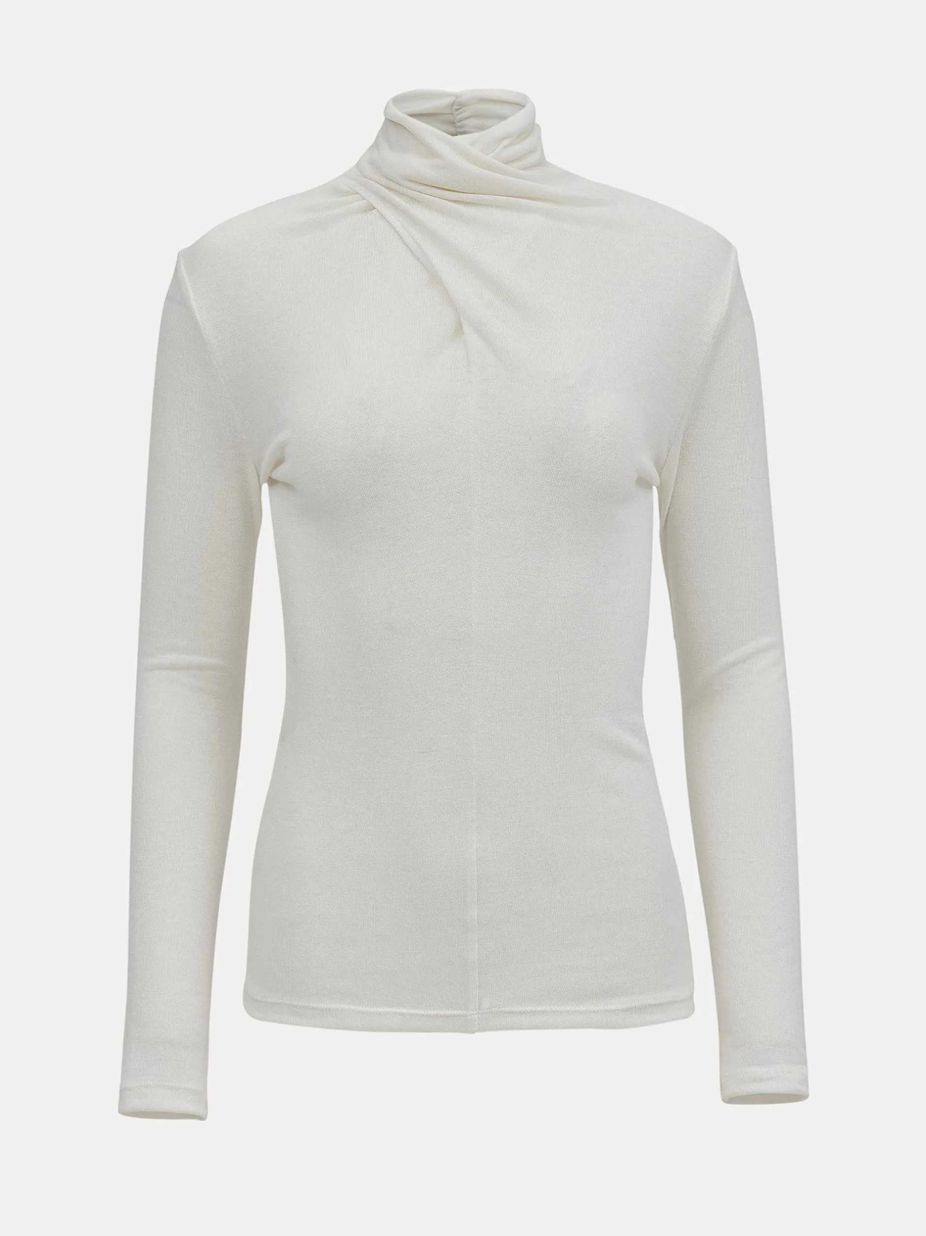 Frauen Source Unknown Oberteile<Daye-Woll-T-Shirt Mit Kreuzkragen, Weis