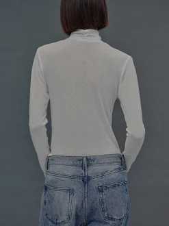 Frauen Source Unknown Kleidung<Daye-Woll-T-Shirt Mit Kreuzkragen, Weis