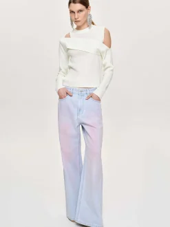 Frauen Source Unknown Strickwaren<Drapierter Cut-Out-Strick, Weis