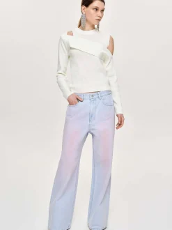 Frauen Source Unknown Kleidung<Drapierter Cut-Out-Strick, Weis