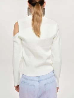 Frauen Source Unknown Kleidung<Drapierter Cut-Out-Strick, Weis