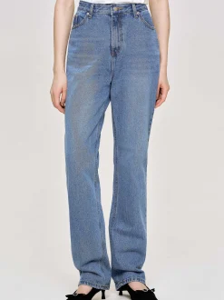 Frauen Source Unknown Denim<Durchgehende Slim-Jeans, Mittelblau